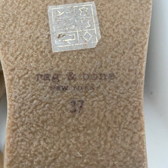 RAG & BONE Calla Dune Tan Suede Buckle Wedge Sandals Sz 37 / US 7-7.5 - Picture 12 of 16